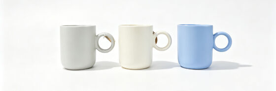 Minimal Pastel Chunky Ring Handle Solid Color Barrel Mug Collection