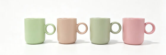 Minimal Pastel Chunky Ring Handle Solid Color Barrel Mug Collection