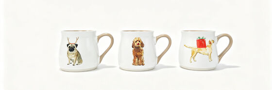 Winter Holiday Watercolor Curved Belly Ceramic Mug Collection