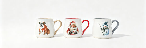 Winter Holiday Watercolor Curved Belly Ceramic Mug Collection