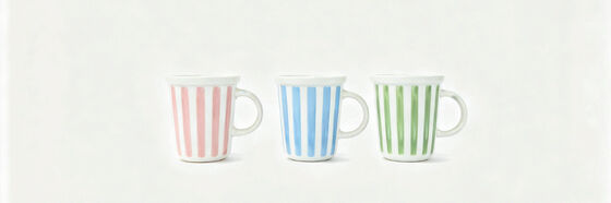 Pastel Vertical Stripe Hand-Drawn Ceramic Mug SeriesFull English Commercial Product Introduction