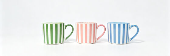 Pastel Vertical Stripe Hand-Drawn Ceramic Mug SeriesFull English Commercial Product Introduction