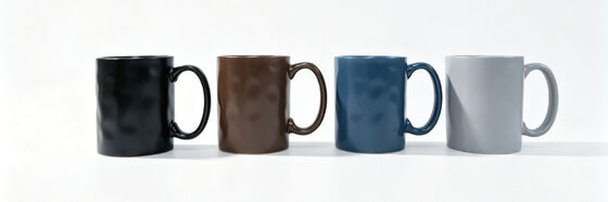 Dimpled Solid Color Classic Straight Cylinder Ceramic Mug Set