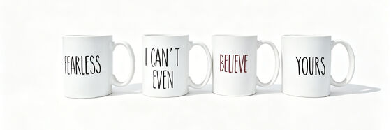 Minimal Bold Script Inspirational White Ceramic Mug SetFull Product Introduction