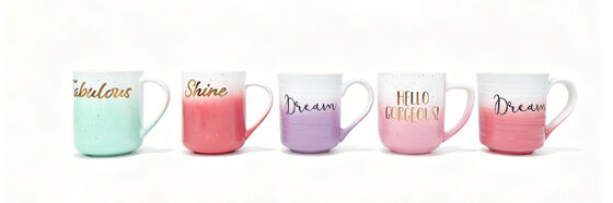 Gradient Speckle Positive Quote Gold Foil Ceramic Mug Collection