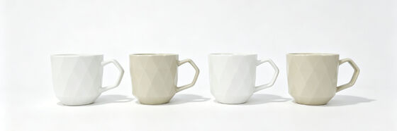 Minimal Sculpted Faceted Neutral Pastel Ceramic Mug Series