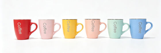 Speckled Multicolor "Coffee" Text Tapered Ceramic Mug Set