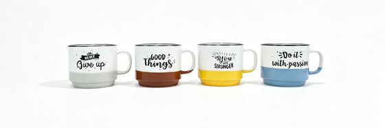 Two-Tone Dip Dye Motivational Hand Letter Ceramic Mug 4-Piece Set