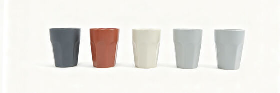 Modern Sculpted Hexagonal Facet Solid Color Ceramic Tumbler Cup Set