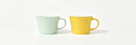 Modern Sculpted Hexagonal Facet Solid Color Ceramic Tumbler Cup Set