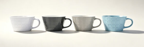 Modern Sculpted Hexagonal Facet Solid Color Ceramic Tumbler Cup Set