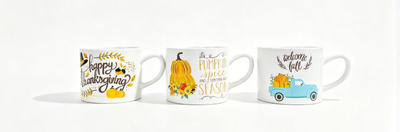 Multi-Series Seasonal & Botanical Custom Initial Short Ceramic Mug Collection