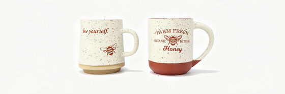 Speckled Two-Tone Inspirational Quote & Bee Farmhouse Ceramic Mug Collection