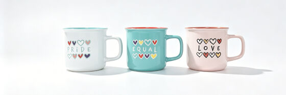 Rainbow Heart Love Equality Kindness Camp Style Ceramic Mug 3-Piece Set