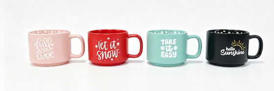 Four-Season Themed Floral Interior Glossy Ceramic Mug 4-Piece Set