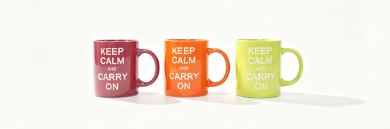 Keep Calm And Carry On Solid Gloss Motivational Ceramic Mug 3-Piece Set