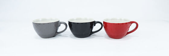 Multi-Style Geometric Emboss Porcelain Breakfast Mugs, Colorful Wide Mouth Latte Tea Cups Collection
