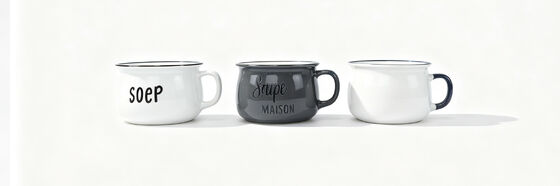 Vintage Enamel Style Wide Belly Ceramic Soup Mugs, Multicolor French Minimalist Large Capacity Breakfast Bowls with Handle