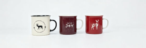 Vintage Speckled Camping Christmas Mugs, Rustic Woodland Deer Bear Tree Snowflake Xmas Coffee Cups, Holiday Cabin Gift Mugs Set