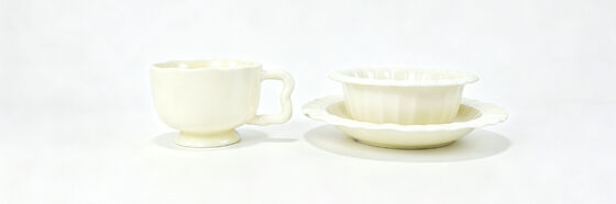 3 Colors Vintage Ruffled Ceramic Tea Cup Set, Wavy Edge Coffee Mug + Fluted Dessert Bowl with Matching Saucer, Elegant Afternoon Tea Tableware Gift Set
