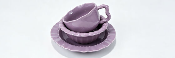 3 Colors Vintage Ruffled Ceramic Tea Cup Set, Wavy Edge Coffee Mug + Fluted Dessert Bowl with Matching Saucer, Elegant Afternoon Tea Tableware Gift Set