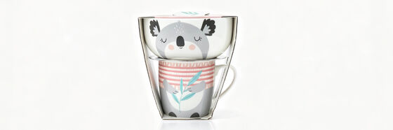 Koala Cartoon Ceramic Mug & Bowl Gift Set with Display Sleeve, Cute Animal Eucalyptus Print Breakfast Combo, Ready-to-Gift Kids Tableware Set for Baby Shower & Girl Birthday