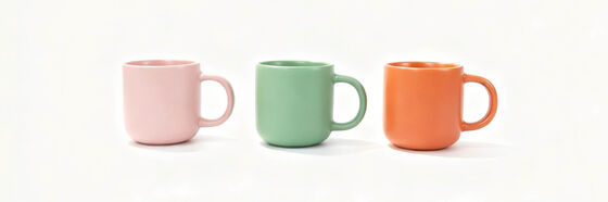 6 Pack Speckled Matte Pastel Ceramic Mugs, Short Wide Belly Solid Color Coffee Cups, Modern Neutral Multi-Color Mug Set for Kitchen & Family Housewarming Gift