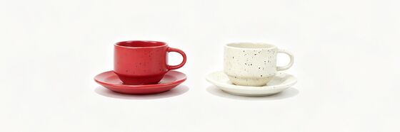 Sunset Gradient Stacked Ceramic Cup & Saucer 3-Color Matching Gift Set