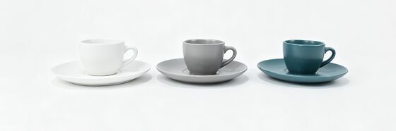 Matte Solid Color Mini Ceramic Cup & Saucer 3 Neutral Tone Set