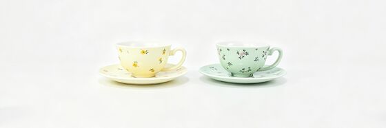 Pastel Tiny Floral Ceramic Cup & Saucer 2-Color Gift Set