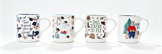 Themed Occasion Cartoon Graphic Ceramic Mugs 4-Piece Assortment Set