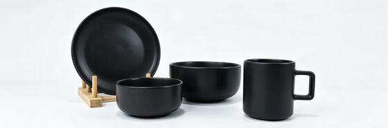 Warm Amber Gradient Full Ceramic Dinnerware 5-Piece Breakfast Set