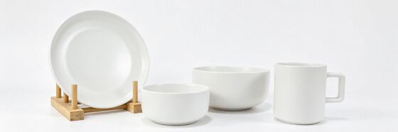 Warm Amber Gradient Full Ceramic Dinnerware 5-Piece Breakfast Set
