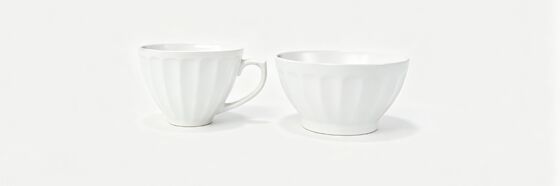 Vintage Fluted Ceramic Mug and Bowl Set, Matte Glaze Breakfast Cup & Cereal Bowl, Pumpkin Ribbed Tableware for Coffee, Oatmeal, Soup
