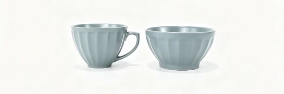 Vintage Fluted Ceramic Mug and Bowl Set, Matte Glaze Breakfast Cup & Cereal Bowl, Pumpkin Ribbed Tableware for Coffee, Oatmeal, Soup
