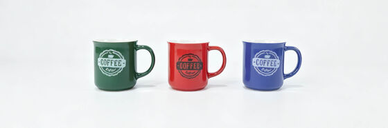 Vintage Stamp Logo Glossy Ceramic Coffee Mugs, Classic Handle Tea Cups for Home Kitchen Daily Use