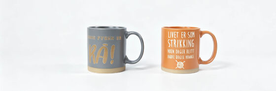 Norwegian Humorous Quote Two-Tone Ceramic Mugs, Raw Clay Base Nordic Knitting Themed Coffee Tea Cups