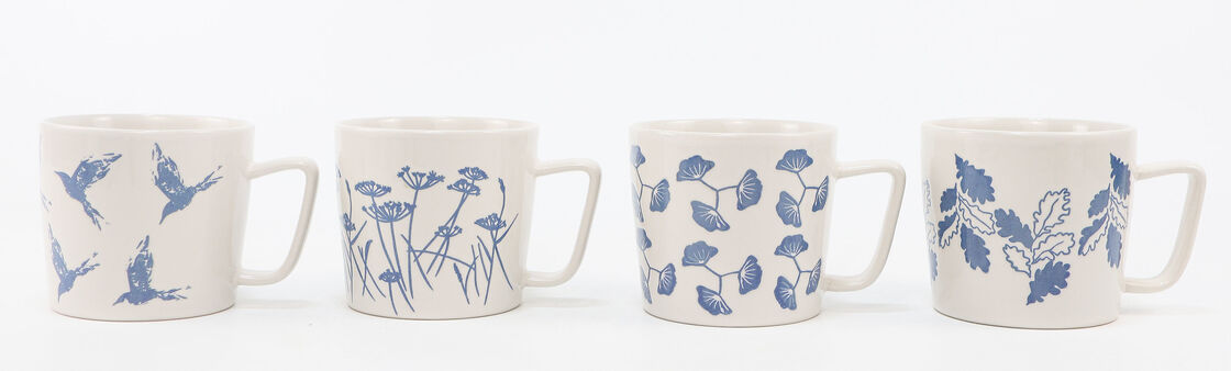 Two Series Minimalist Art Ceramic Mug Set, Blue Botanical Sketch & Terracotta Boho Geometric Speckled Coffee Mugs Amazon Listing Title