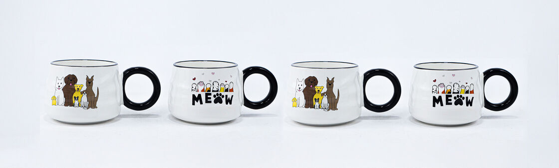 Rustic Highland Cow Ceramic Mug 4-Piece Set, Farmhouse Cow Art Love Quote Coffee Mugs with Natural Clay Base