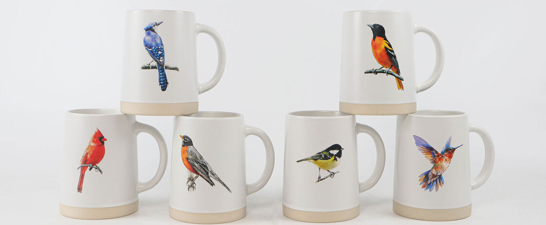 Watercolor Animal Series Two-Tone Ceramic Mugs (Dog & Bird Lines)