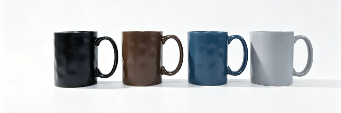 Dimpled Solid Color Classic Straight Cylinder Ceramic Mug Set