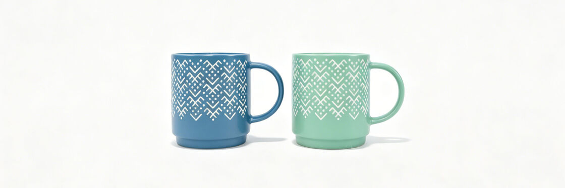 Tribal Geometric Border Straight Base Ceramic Mug DuoFull English Commercial Product Description