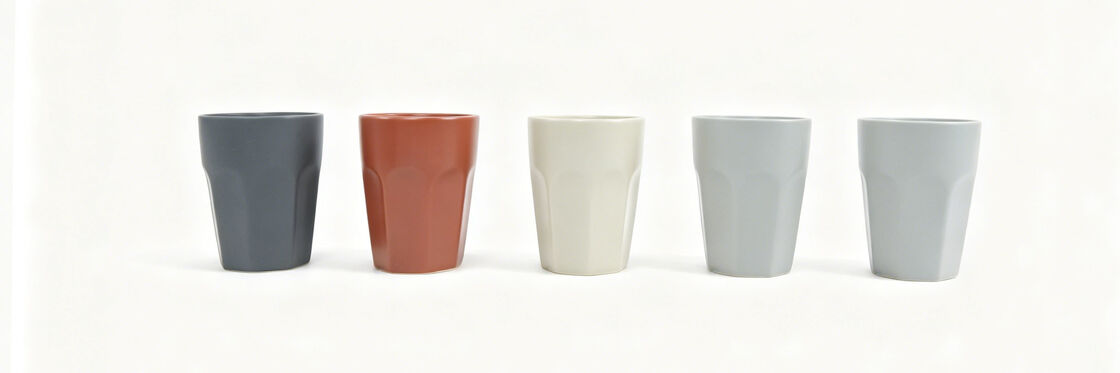 Modern Sculpted Hexagonal Facet Solid Color Ceramic Tumbler Cup Set