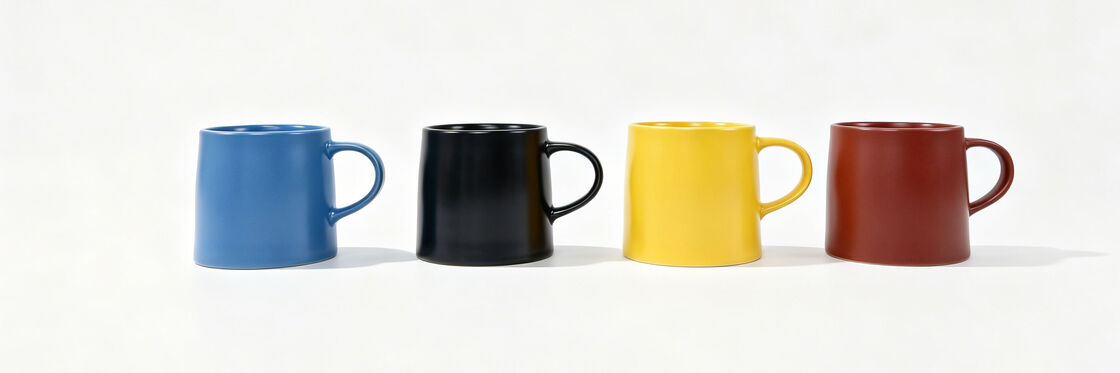 Solid Color Matte Tapered Short Ceramic Mug 4-Piece Set