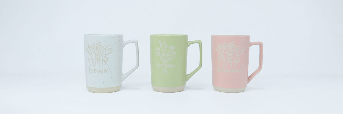 3 Pack Pastel Speckled Floral Mugs for Mom Grandma, Embossed Wildflower Ceramic Coffee Cups, Love Mom Best Mother Love Grandma Gift Mugs, Soft Matte Pastel Drinkware