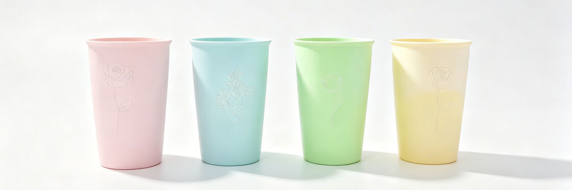 4 Pack Pastel Matte Floral Line Art Tumbler Cups, Minimalist One Line Rose Tulip Face Flower Drinking Cups, Lightweight Reusable Plastic Water Cups for Bathroom, Kitchen, Daily Use