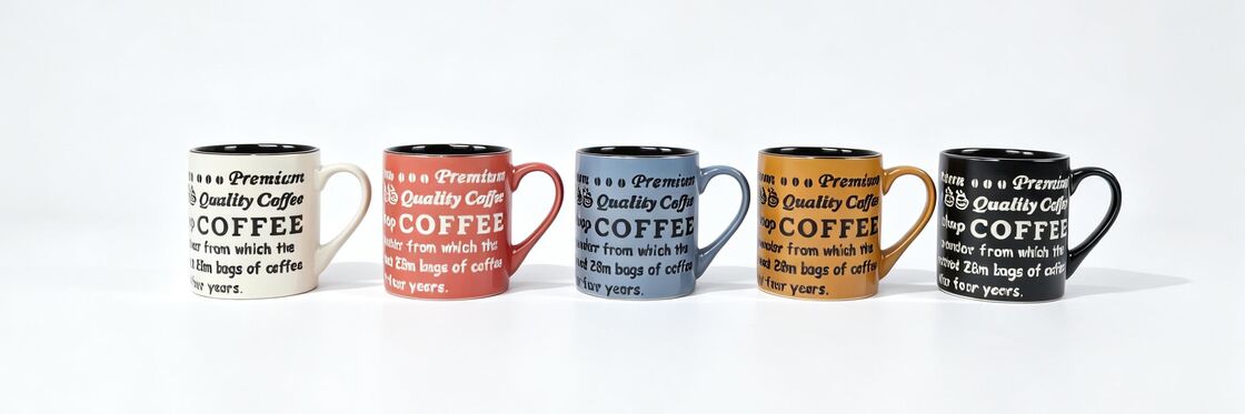 Vintage Premium Coffee Typography Ceramic Mugs 5-Color Full Collection