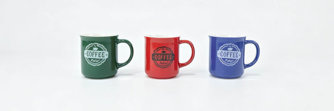 Vintage Stamp Logo Glossy Ceramic Coffee Mugs, Classic Handle Tea Cups for Home Kitchen Daily Use