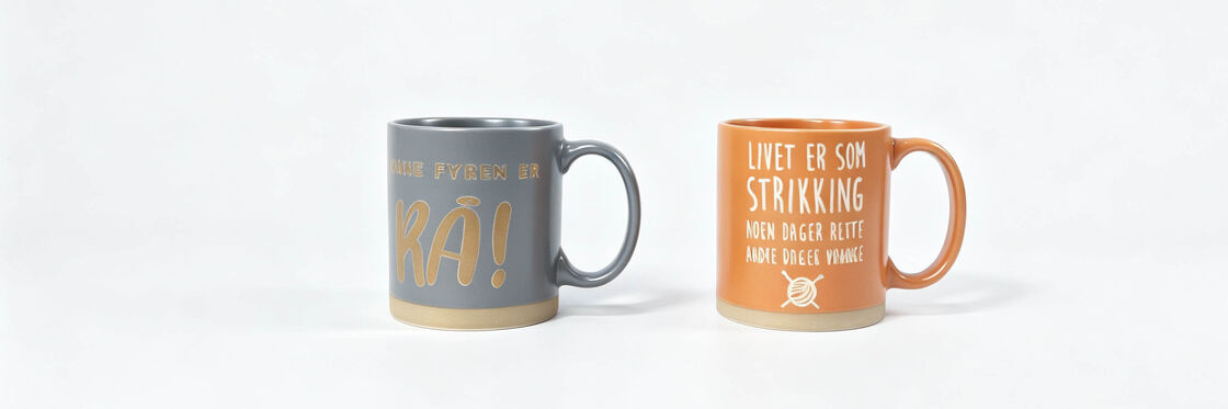 Norwegian Humorous Quote Two-Tone Ceramic Mugs, Raw Clay Base Nordic Knitting Themed Coffee Tea Cups