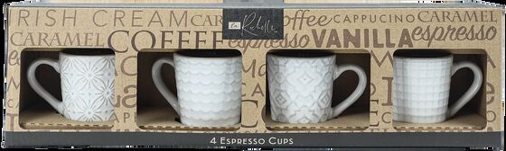 Set of 4 La Rochelle Embossed Stoneware Espresso Cups